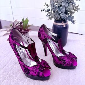 Elegant Pink Lace Peep-Toe BARBIE Heels